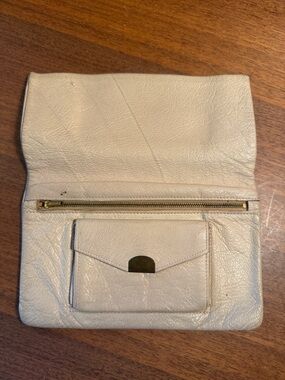 Vintage Enger Kress White Leather Bi-Fold Grab Bag Wallet